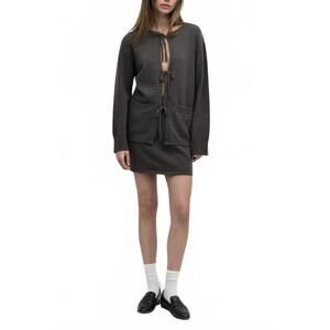 NEW MOD REF knit sweater tie front cardigan in olive